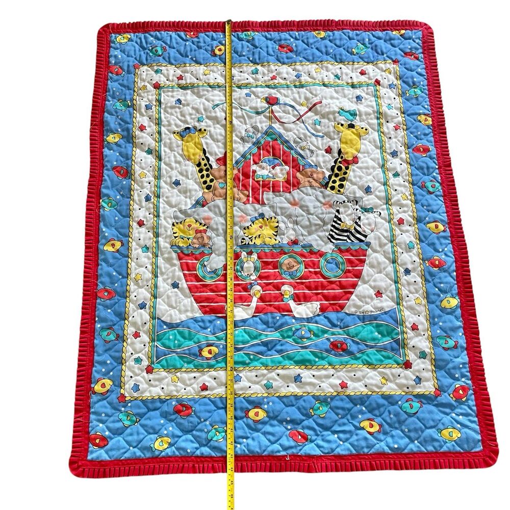 Vintage Sue Dreamer Noah's Ark quilt biblical Christian religious nursery 43x35 - Picture 4 of 8